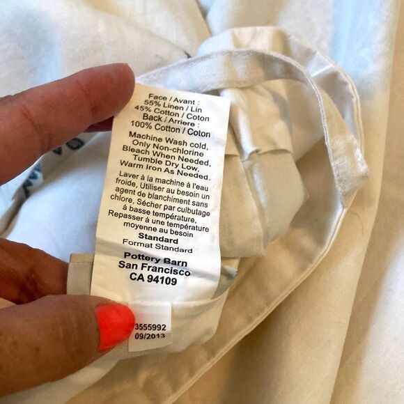 POTTERY BARN Rayna Pillow Covers with Ties Linen Cotton Paisley Design STANDARD - Picture 7 of 8